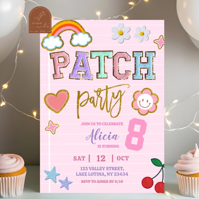 Pastel-Patch-Party Geburtstag Einladung (Von Creator hochgeladen)