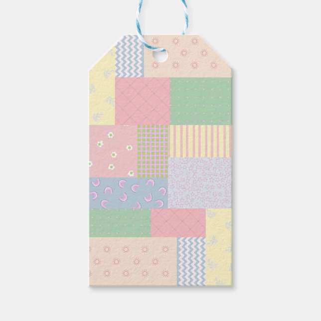 Pastel Patchwork Geschenkanhänger (Vorderseite)