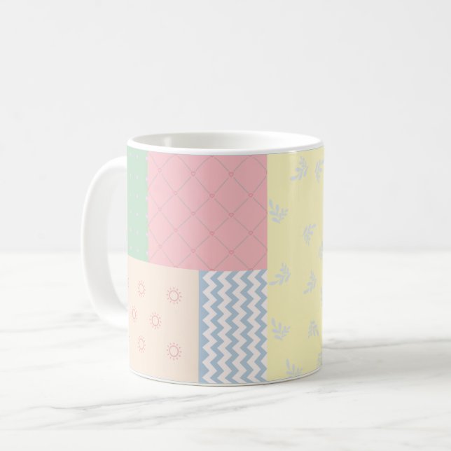 Pastel Patchwork Kaffeetasse (Vorderseite Links)