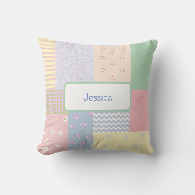 Pastel Patchwork Kissen (Vorderseite)
