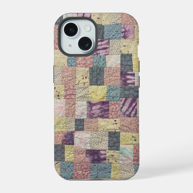 Pastel-Patchwork-Quilt-Handyhülle iPhone 15 Hülle (Rückseite)