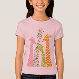 Pastel Pattern Giraffes Girl's Babydoll T Shirts