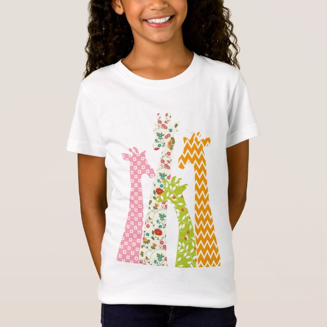 Pastel Pattern Giraffes Girl's Babydoll T Shirts (Vorderseite)