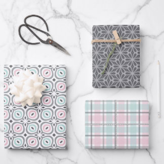 Pastel Pattern of Gray, Pink, Mint Geometric Shape Geschenkpapier Set