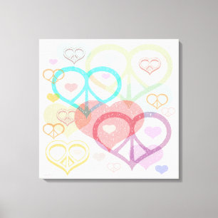 Pastel Peace & Liebe Canvas Print Leinwanddruck