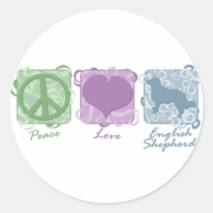 Pastel Peace, Liebe und englische Hirten Runder Aufkleber