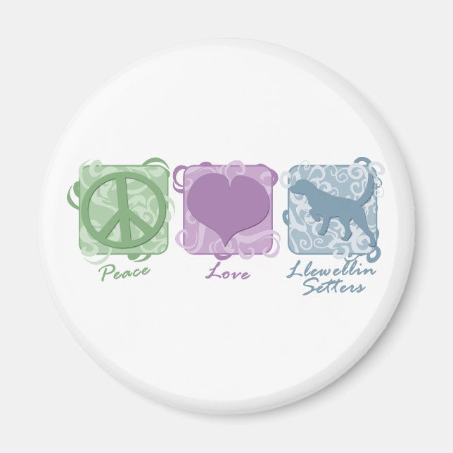 Pastel Peace, Liebe und Llewellin Setters Magnet (Vorne)