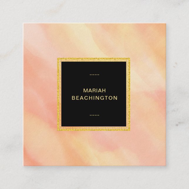 *~* Pastel Peach Abstrakt Pinselstriche Girl Quadratische Visitenkarte (Vorderseite)