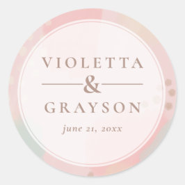 Pastel Peach Dreamy Abstrakt Art Wedding Runder Aufkleber