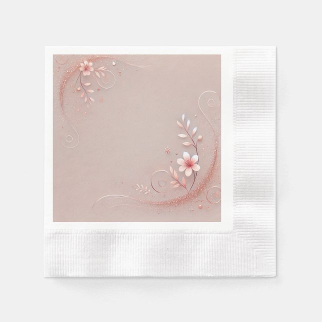 Pastel Peach floral Motif Design Serviette (Vorderseite)