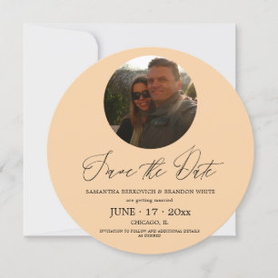 Pastel Peach Foto Save the Date Runde Einladung