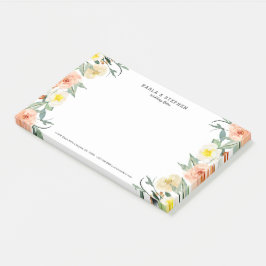 Pastel Peach Garden Blume Grenze Post-it Klebezettel