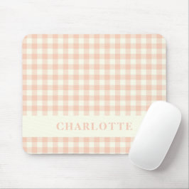 Pastel Peach Gingham Buffalo Karo Kariert Name Mousepad
