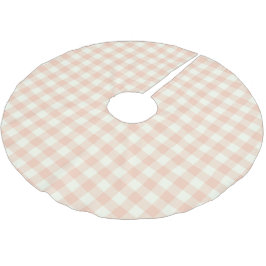 Pastel Peach Gingham Buffalo Karo Kariertes Muster Polyester Weihnachtsbaumdecke