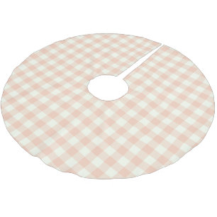 Pastel Peach Gingham Buffalo Karo Kariertes Muster Polyester Weihnachtsbaumdecke