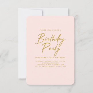 Pastel Peach Golden Geburtstagsparty Einladung