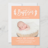 Pastel Peach Laurel Wreath Baby Foto Taufe