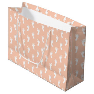 PASTEL PEACH ORANGE ROWS OF BABY FEED GROßE GESCHENKTÜTE