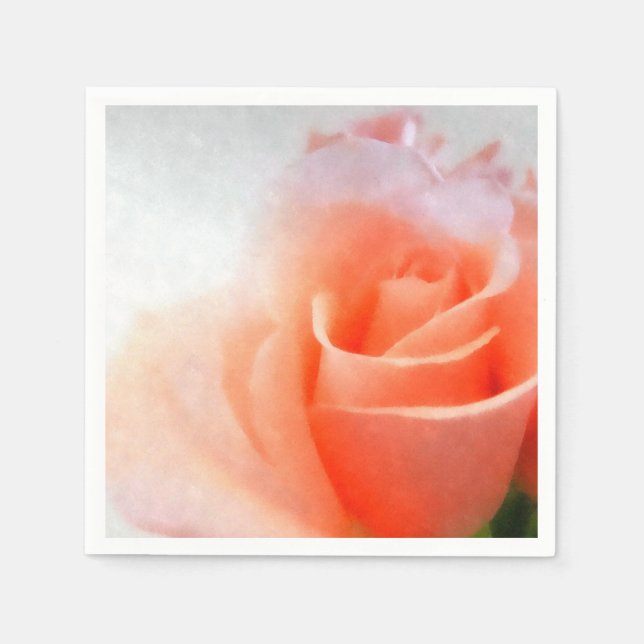 Pastel Peach Rose Paper Napkins Serviette (Vorderseite)