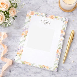 Pastel Peach Roses Lavender Floral Custom Notepad Notizblock