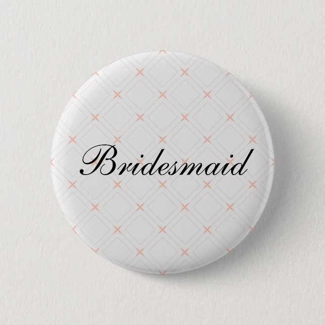 Pastel Peach und Cream Geometric Bridesmaid Button (Vorderseite)