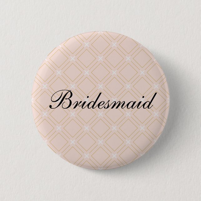 Pastel Peach und Gold Geometric Bridesmaid Button (Vorderseite)