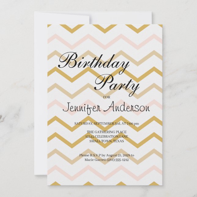 Pastel Peach und Gold Zig Zag (Vorderseite)