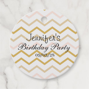 Pastel Peach und Gold Zig Zag Geschenkanhänger