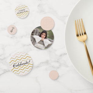 Pastel Peach und Gold Zig Zag Konfetti