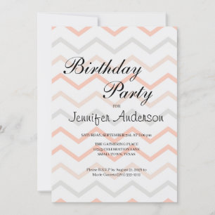 Pastel Peach und Gray Zig Zag Einladung