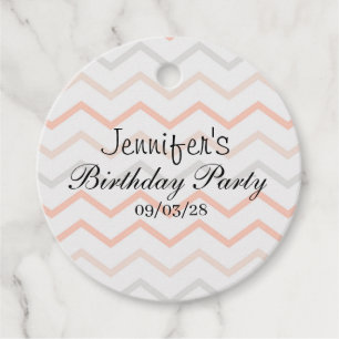 Pastel Peach und Gray Zig Zag Geschenkanhänger