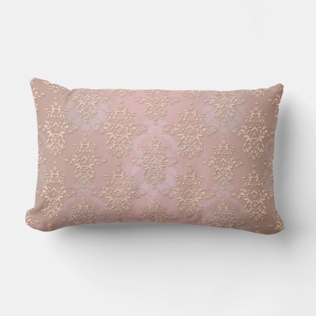 Pastel Peachy Damask Lendenkissen (Vorderseite)