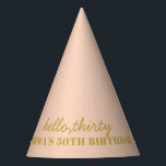 Pastel Peachy Hello Thirty Birthday Party Hat Partyhütchen<br><div class="desc">.</div>