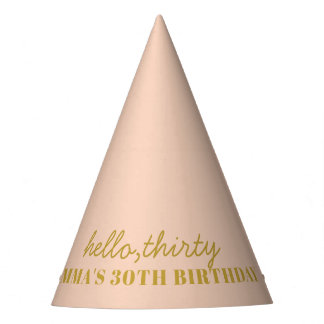 Pastel Peachy Hello Thirty Birthday Party Hat Partyhütchen