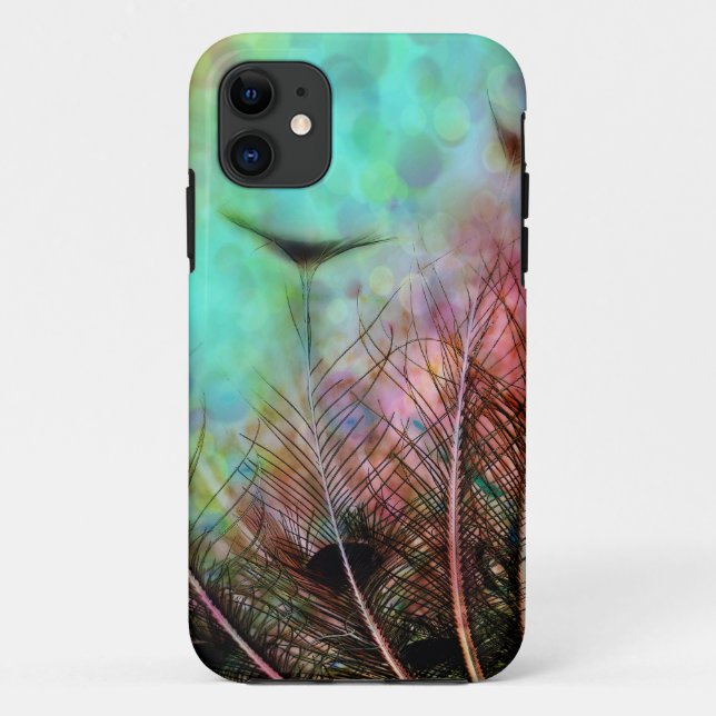 Pastel Peacock Feathers Case-Mate iPhone Hülle (Rückseite)