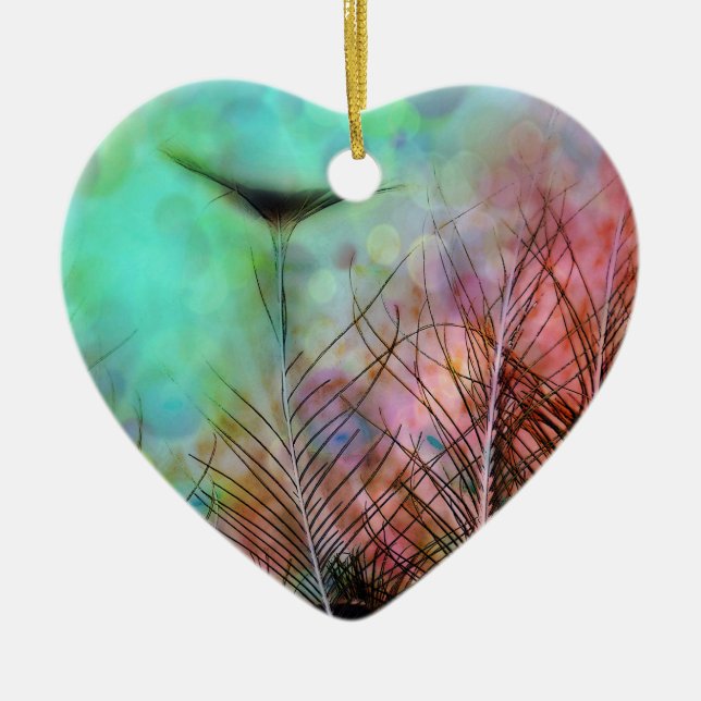 Pastel Peacock Feathers Keramikornament (Vorne)