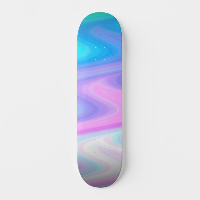 Pastel Peacock Waves Skateboard (Vorderseite)