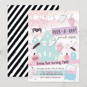 Pastel Peek-A-Boo Halloween-Party 2. Geburtstag  Einladung