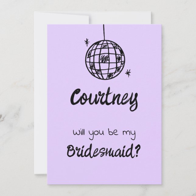 Pastel Penmanship Bridesmaid Invitation Lavender Einladung (Vorderseite)
