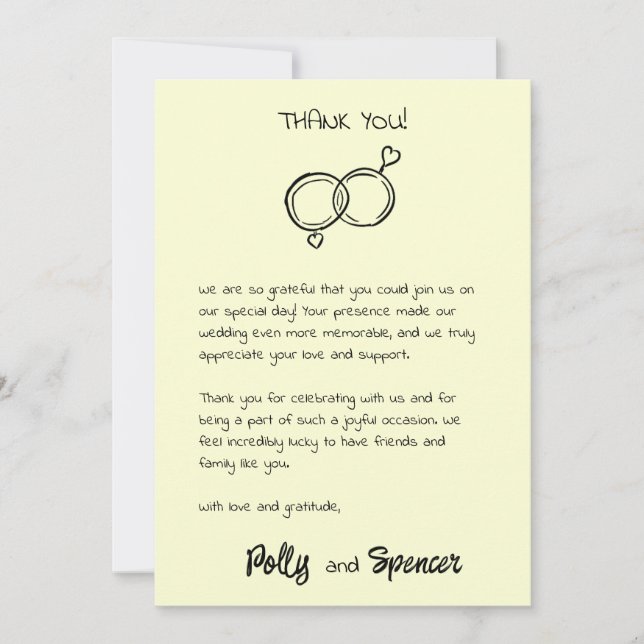 Pastel Penmanship Danke Card Buttercreme Einladung (Vorderseite)