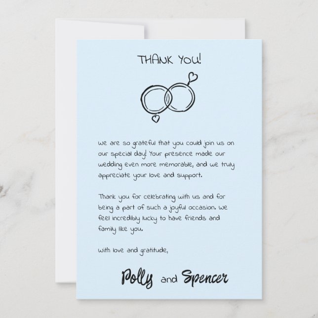 Pastel Penmanship Danke Card Cloud Blue Einladung (Vorderseite)