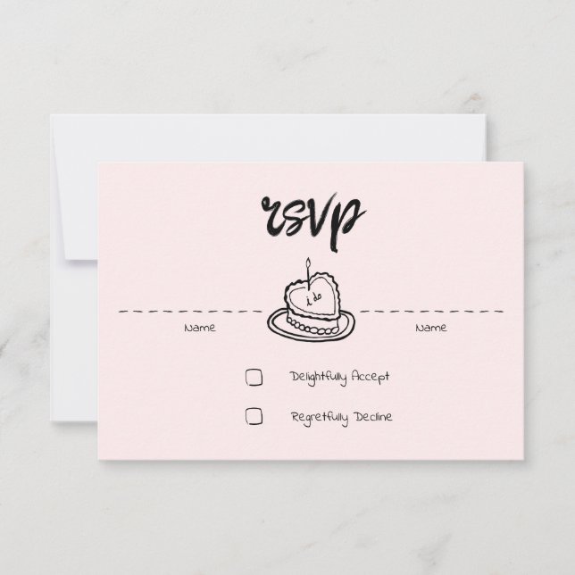 Pastel Penmanship RSVP Card Blush Karte (Vorderseite)