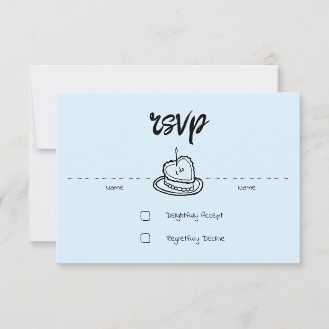 Pastel Penmanship RSVP Card Cloud Blue Karte (Vorderseite)
