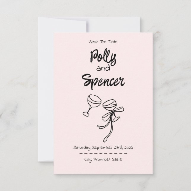 Pastel Penmanship Save the Date Blush (Vorderseite)