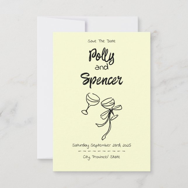 Pastel Penmanship Save the Date Buttercreme (Vorderseite)