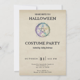 Pastel Pentagram Vintag Halloween Einladung