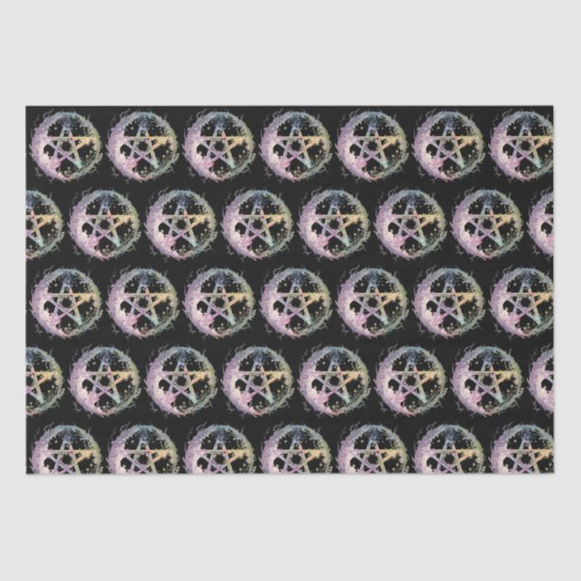 Pastel Pentagram Witchcraft Black Halloween Seidenpapier (Vorderseite)