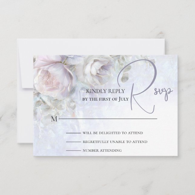 Pastel Peonies Floral  RSVP Karte (Vorderseite)