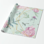 Pastel Peonies Geometric Floral Wedding Geschenkpapier<br><div class="desc">Chic pastellfarbene Rosa,  lila und minte florale geometrische Hochzeitsgeschenk verpackt.</div>