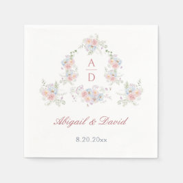 Pastel Peonies Rahmen Hochzeitsmonogramme Serviette